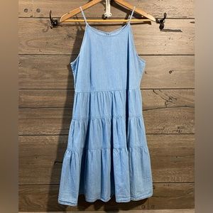 Cotton Denim Tiered Dress